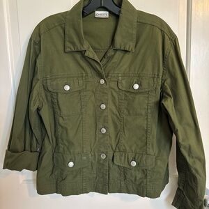 Chico's Forest Green Utility Safari Jacket, EUC, Size 1